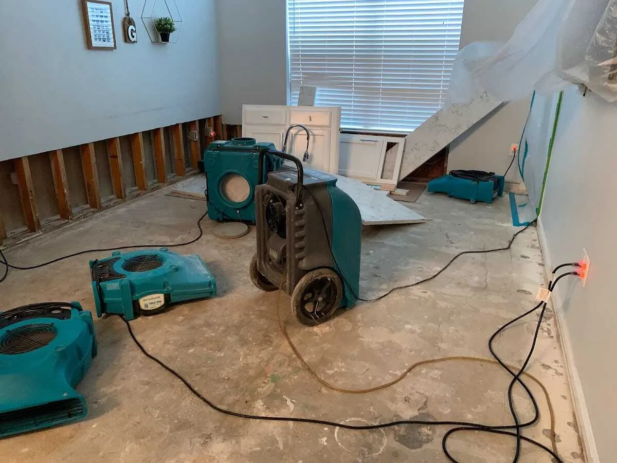 Dehumidifier in flood-cut room for Water Damage Restoration in South Gate